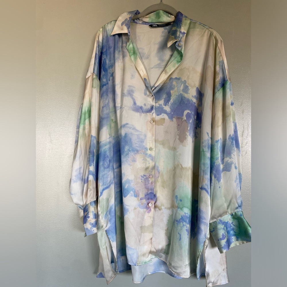 ZARA Silky Oversized Button Down